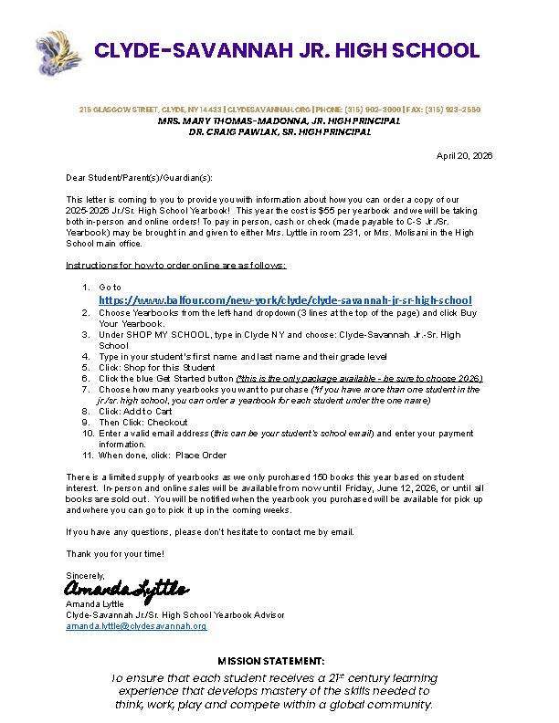 yearbook order instructions