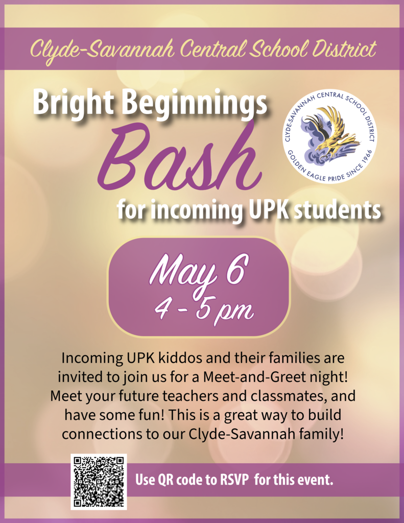 Bright Beginnings Bash for upk may 6 from 4-5pm
