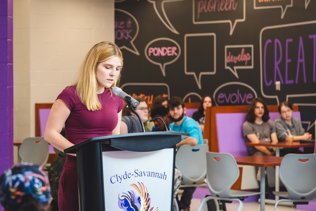 student giving a speech