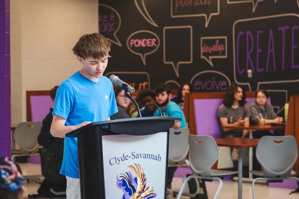 student giving a speech