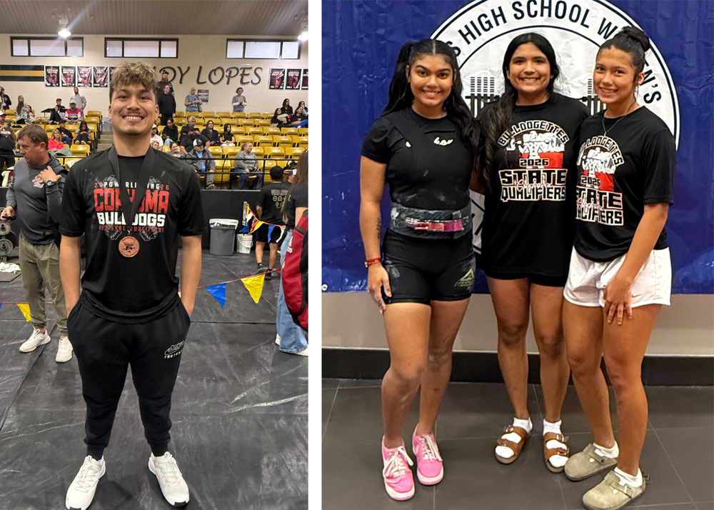 Student powerlifters pose with their medals
