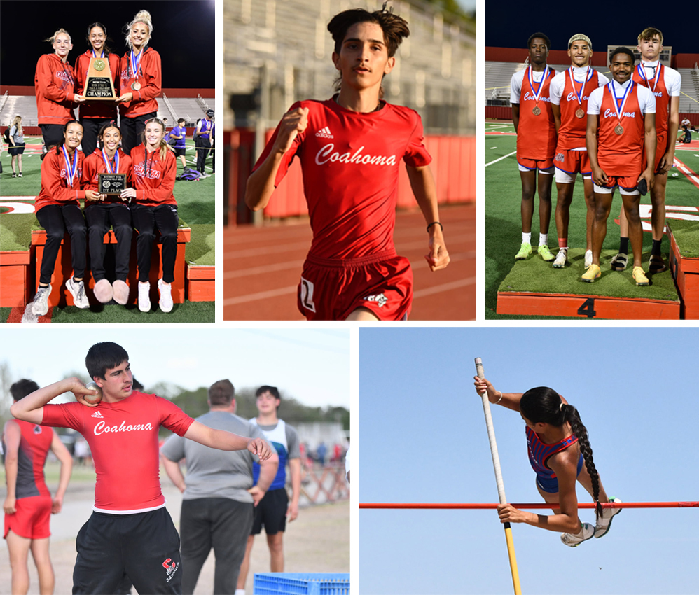 High school athletes competing at a track competition