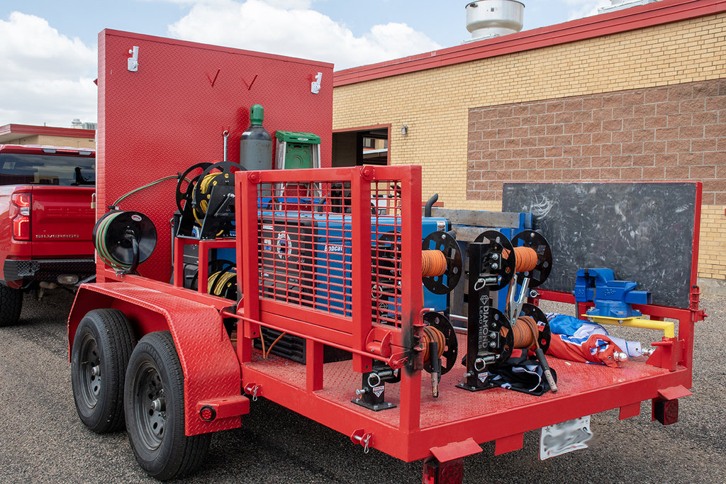 A custom built welding trailer