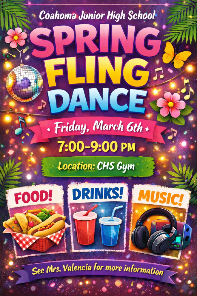 Flyer advertising the junior high spring fling dance on March 6