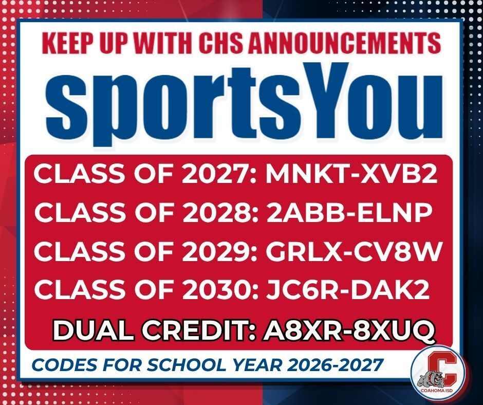 Graphics that gives information on codes to join sportsYou