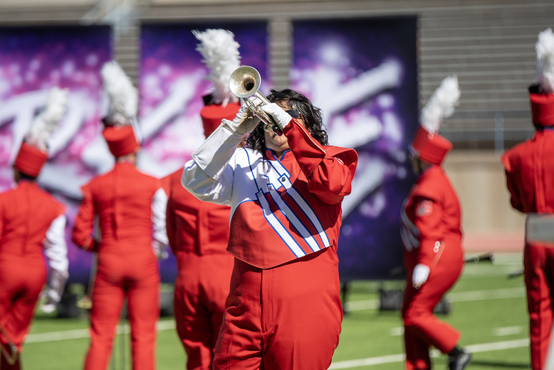 High school marching band playing