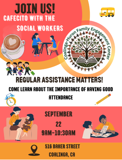 cafe with social workers monday 9/22 at coalinga FRC 9am to 1030am