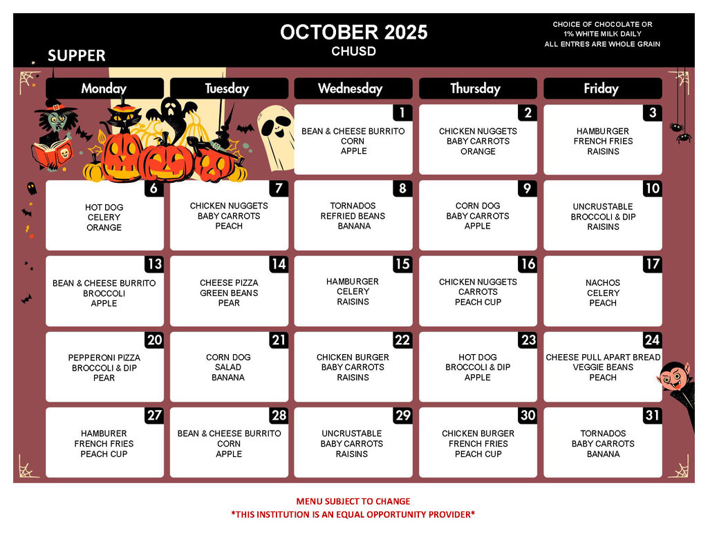 October 2025 Supper Menu