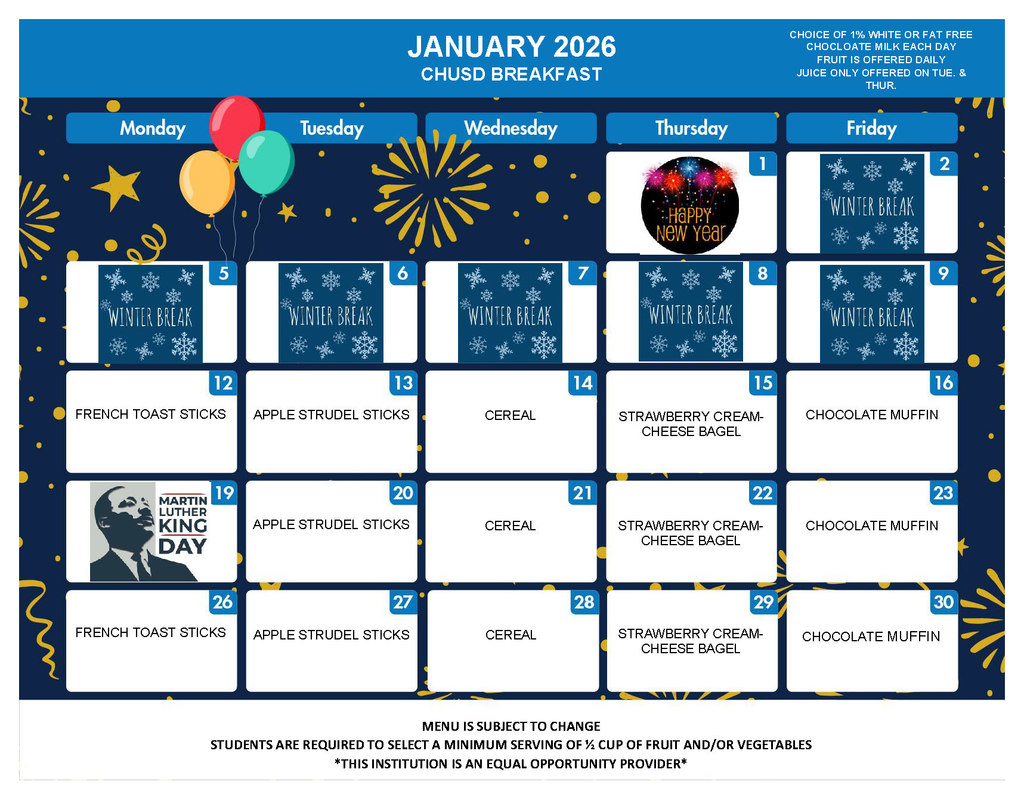 January 2026 Breakfast Menu