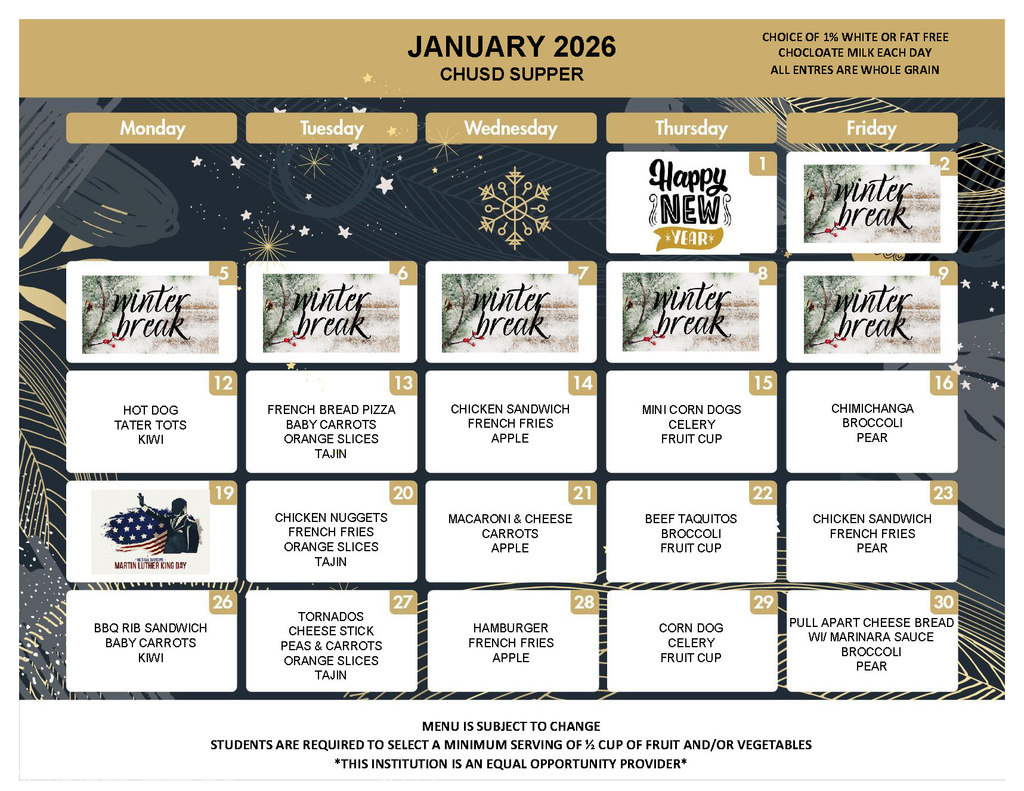 January 2026 Supper Menu