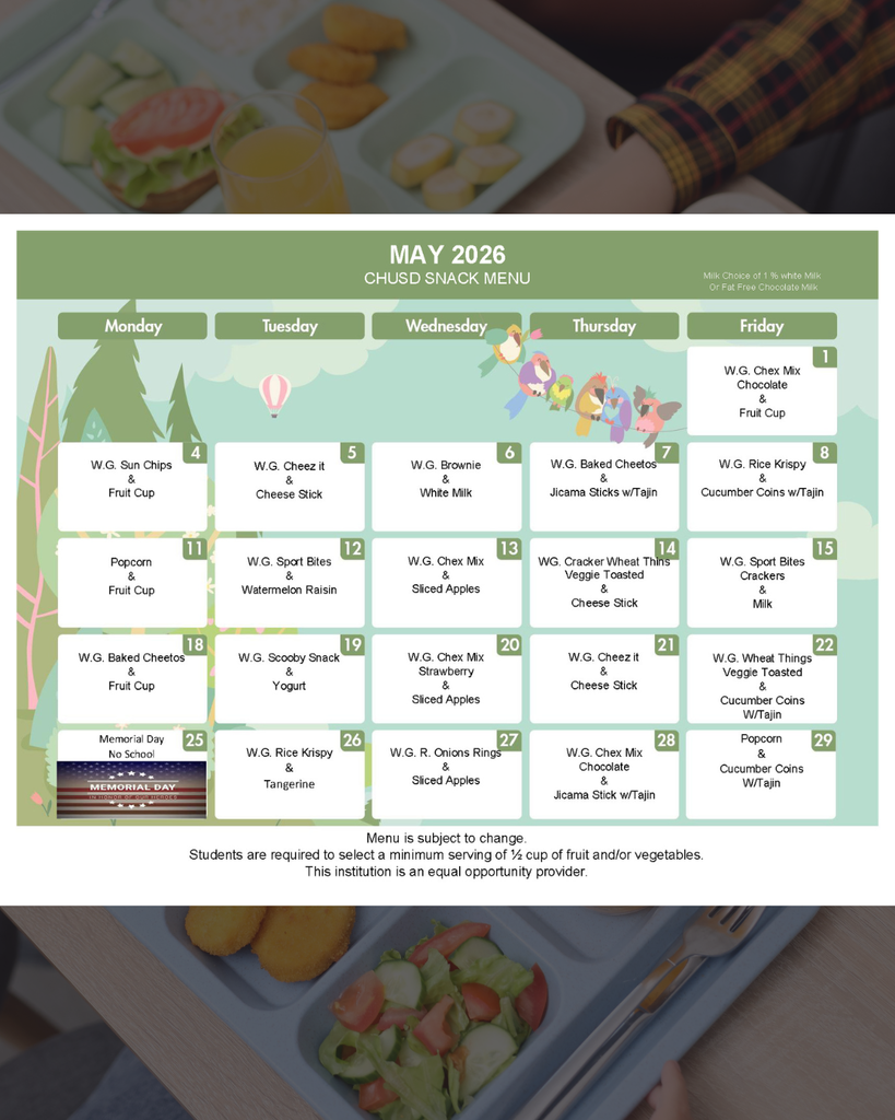 May 2026 Snack Menu