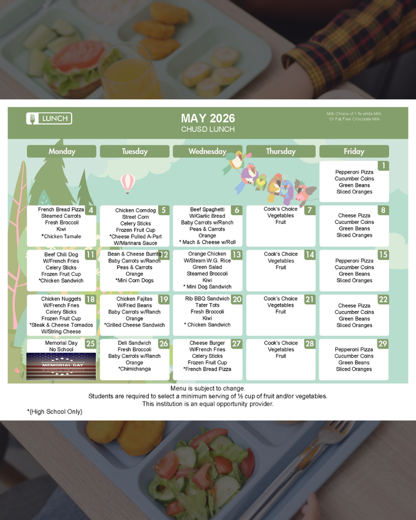 May 2026 Lunch Menu