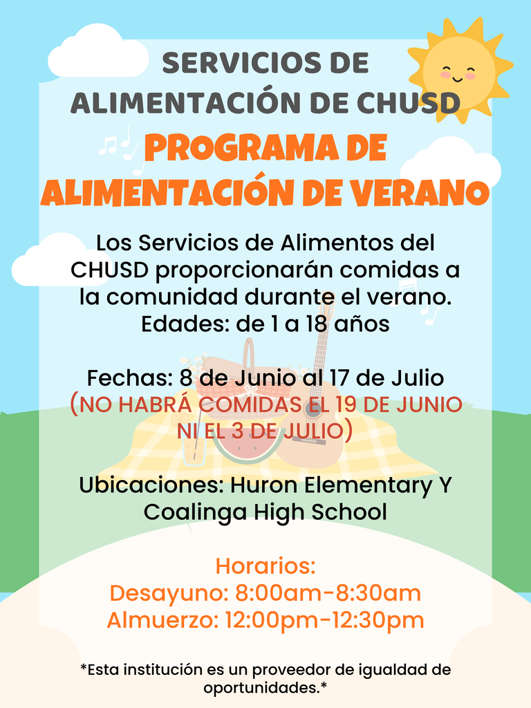 Seamless Summer Feeding Program flyer in Spanish