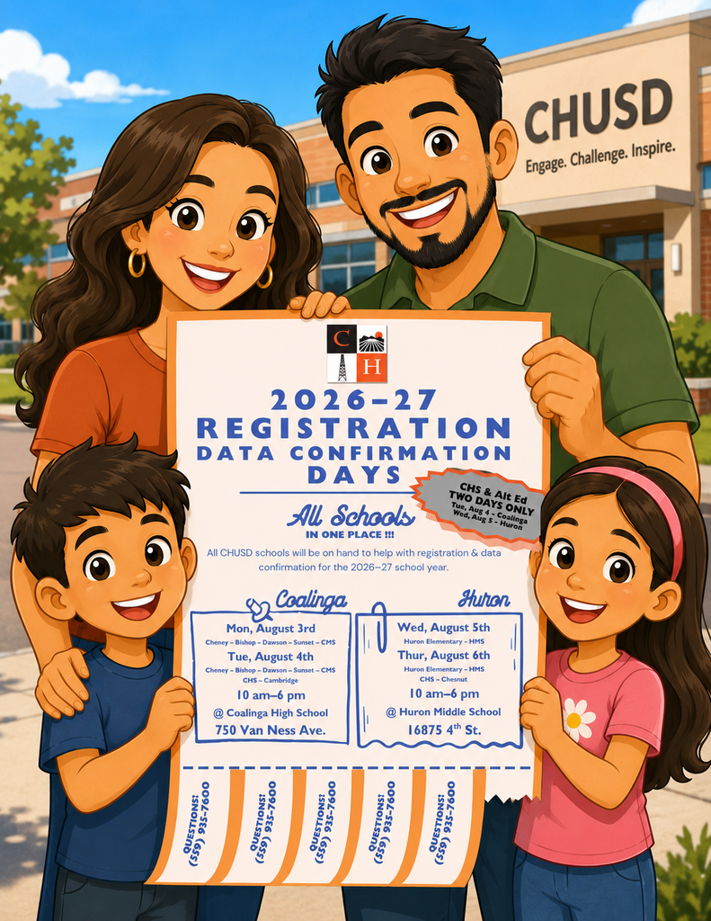 Family holding the flyer for Registration/Data Confirmation days
