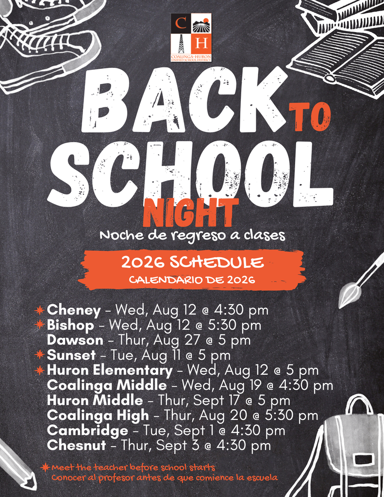 Back to School Night Schedule for 2026