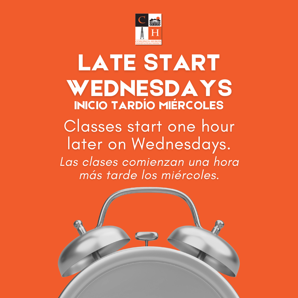 Late Start Wednesdays - Classes start one hour later on Wednesdays