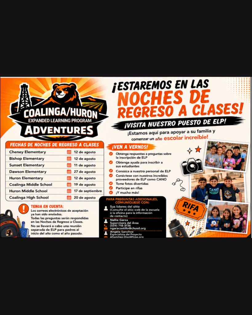 ELP Back to School flyer in Spanish