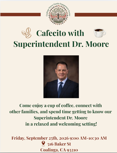 Cafecito with Superintendent Dr. Moore flyer