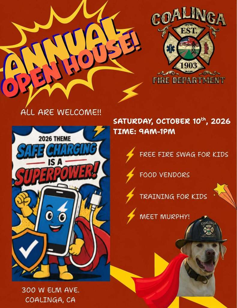 Coalinga Fire Dept Open House flyer