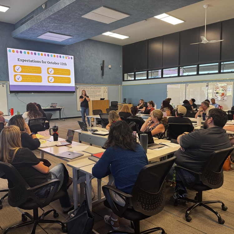 Middle and high school leadership teams preparing for a staff inservice day