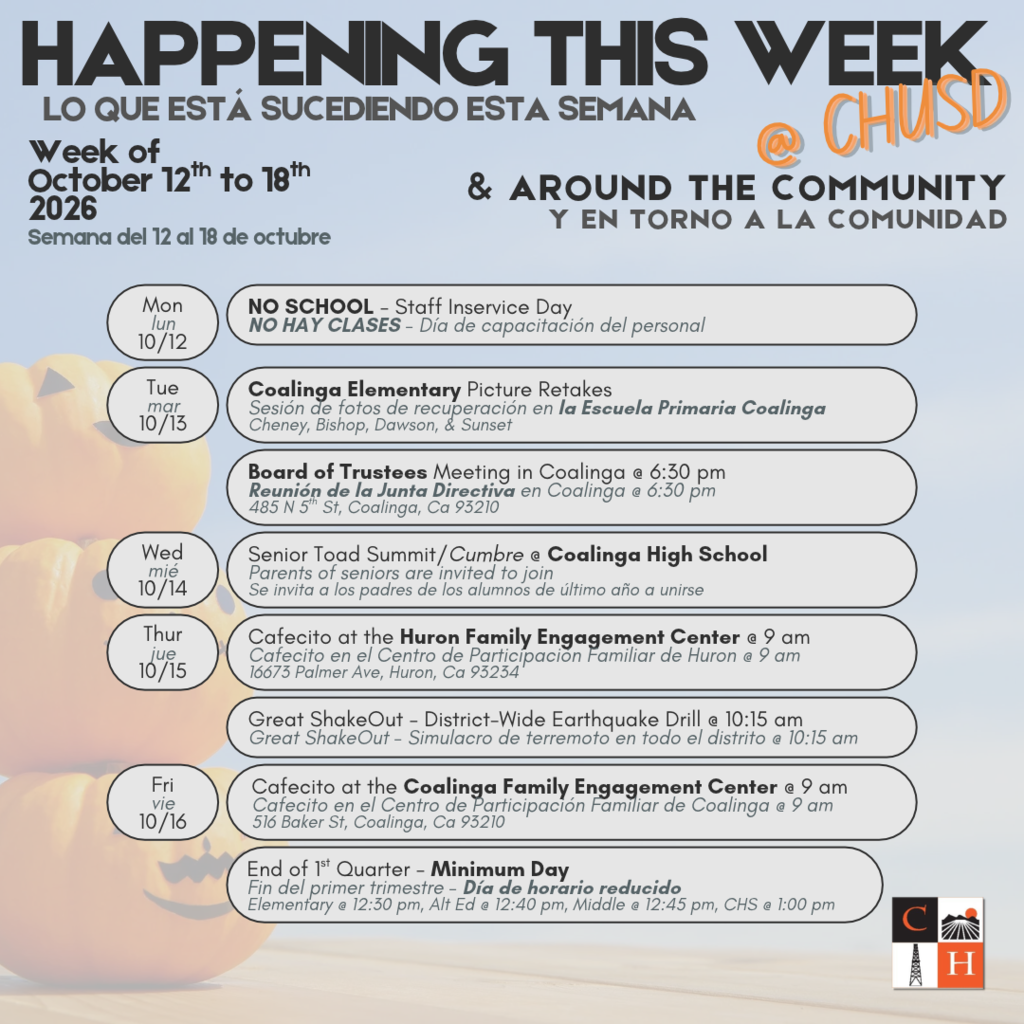 Happening this Week - Oct 12-18, 2026