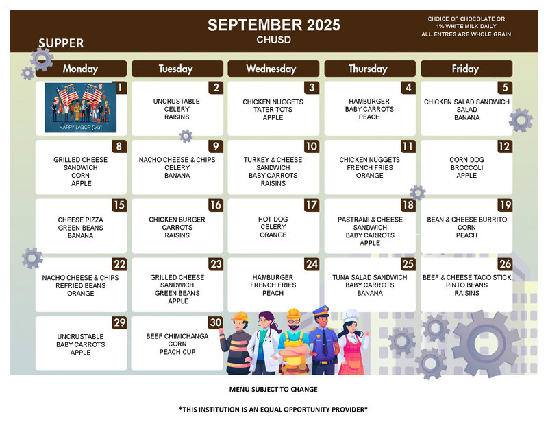 Sept 2025 Supper Menu