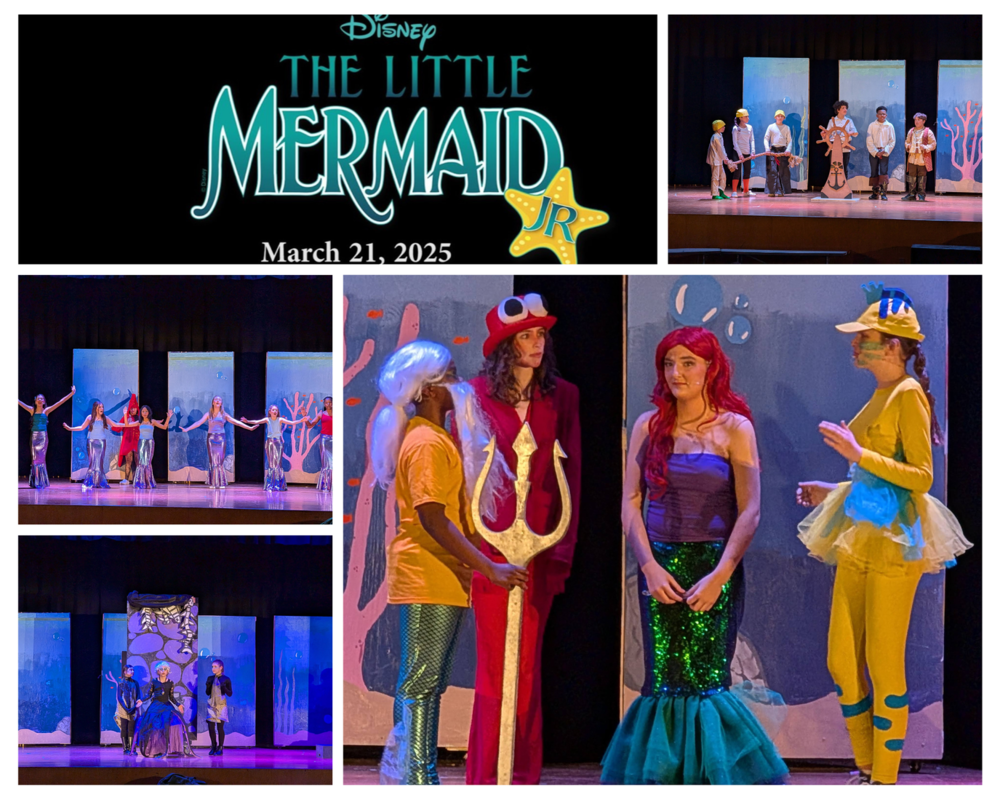students perform little mermaid on stage
