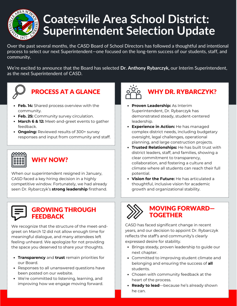 CASD Superintendent Selection Update 