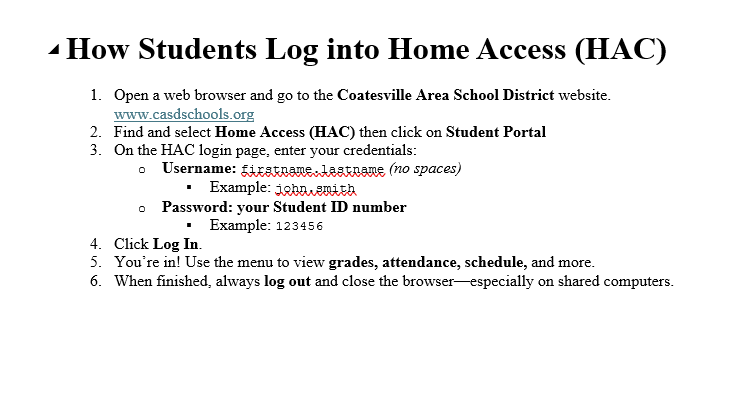 Home Access Directions 