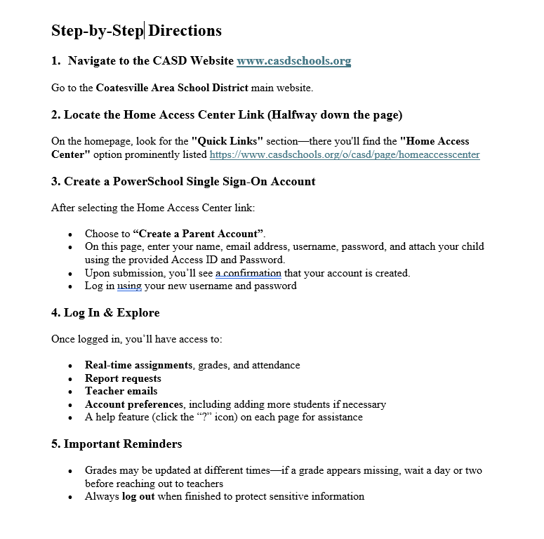Home Access Directions 