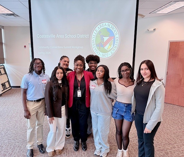 Mrs. Mader and students who attended the Community Connections Work Group Session.