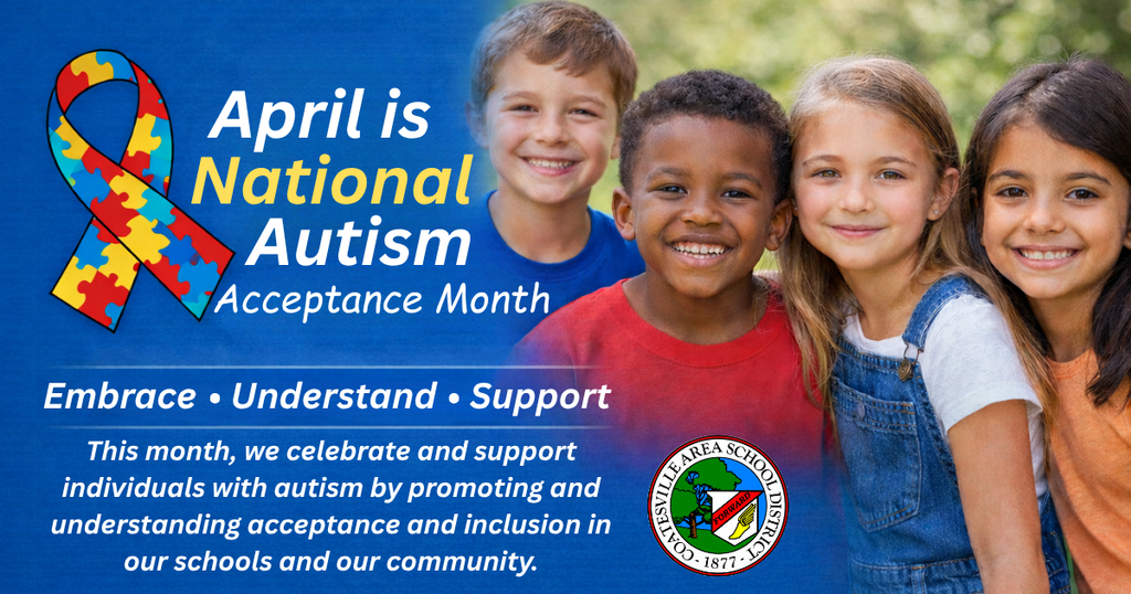 April is National Autism Acceptance Month English graphic