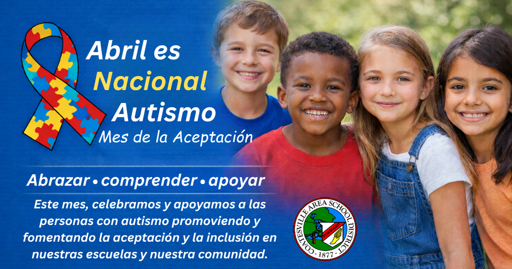 April is National Autism Acceptance Month Spanish graphic