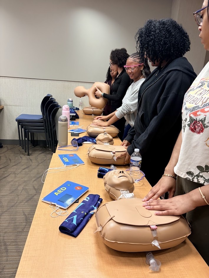 Students learning CPR.