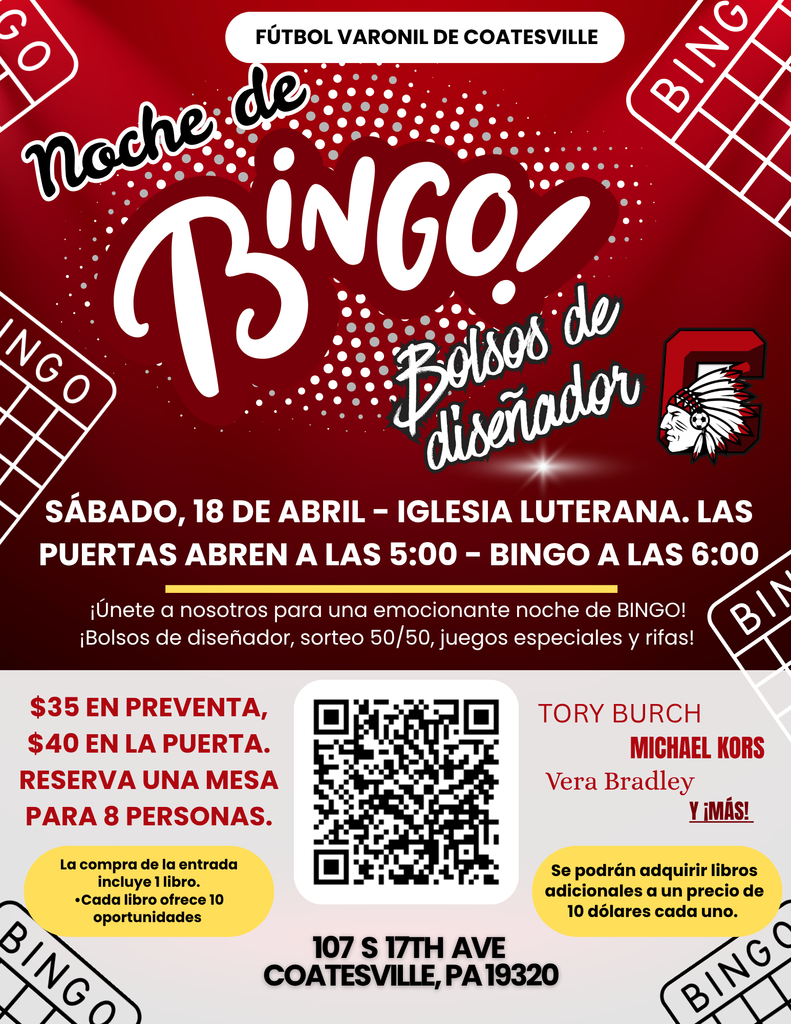 Coatesville Boys Soccer Designer Bag Bingo Night (Spanish)