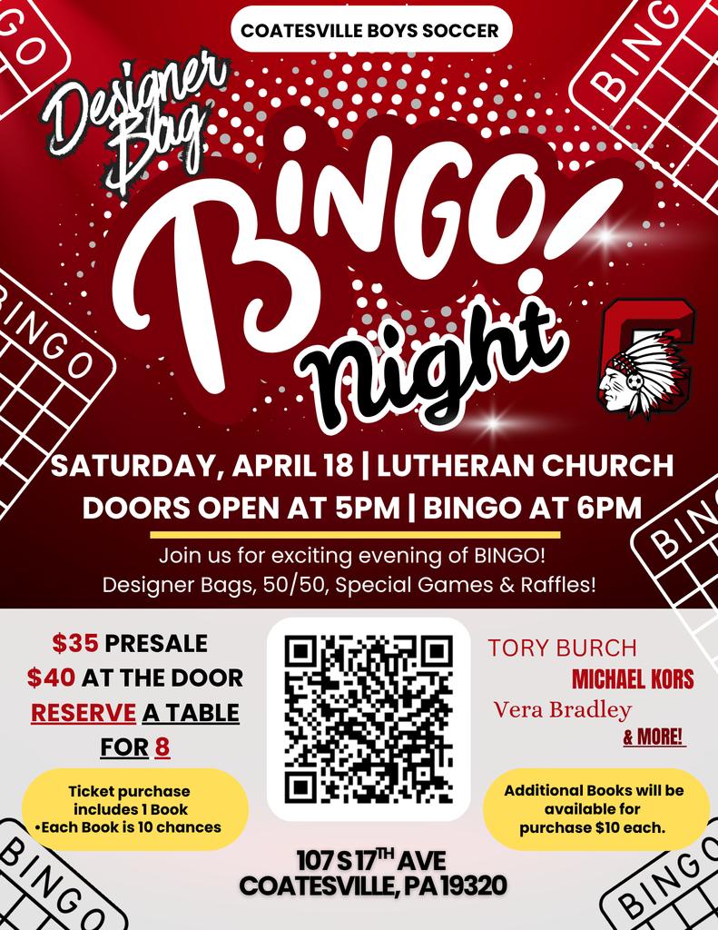 Coatesville Boys Soccer Designer Bag Bingo Night (English)