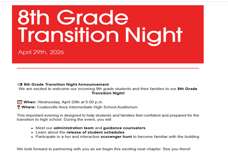 8th Grade Transition Night