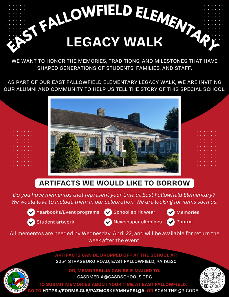 East Fallowfield Legacy Walk reminder for memorabilia in English.