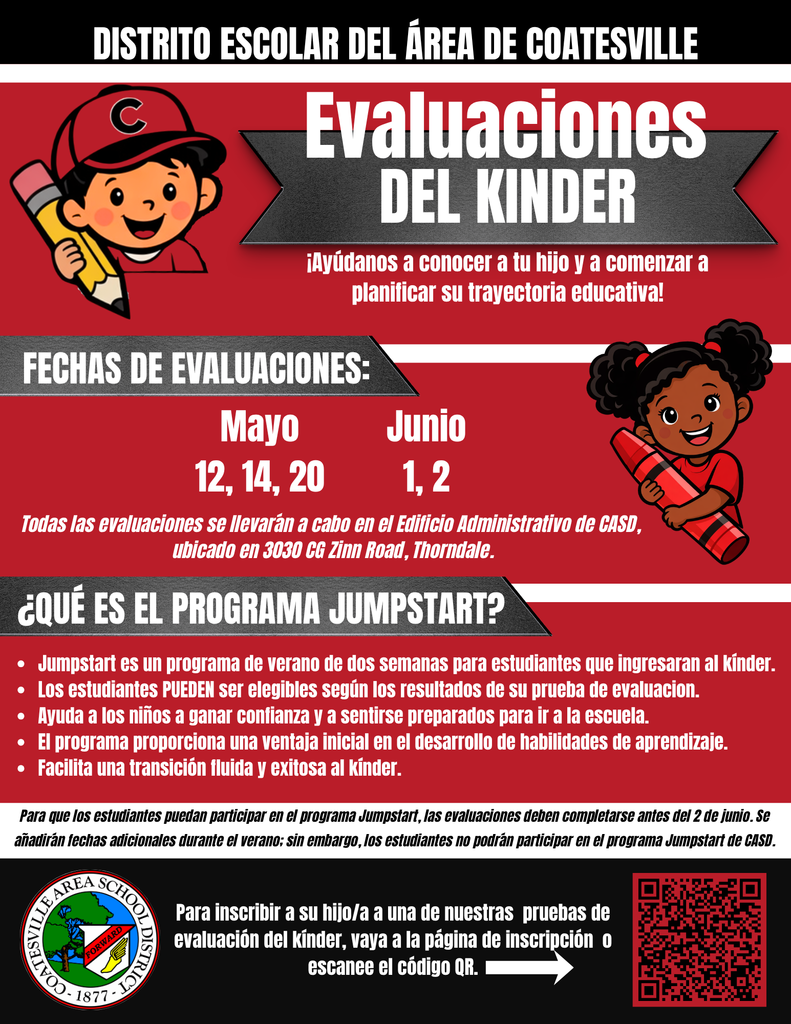 Kindergarten Screenings Reminder flyer (Spanish)