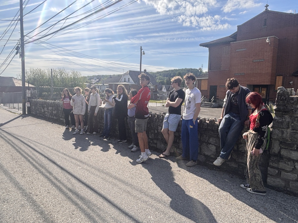 Students from Historic Research and Preservation classes on a walking tour of Coatesville picture #2.