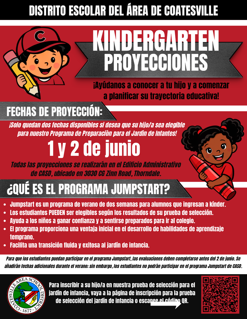 Kindergarten Screenings Flyer 3 for 2026 (Spanish)