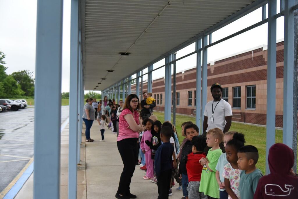 Reeceville students watching the fire truck arrive #1
