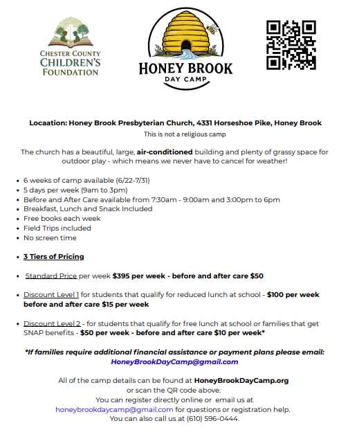 Honey Brook Day Camp flyer