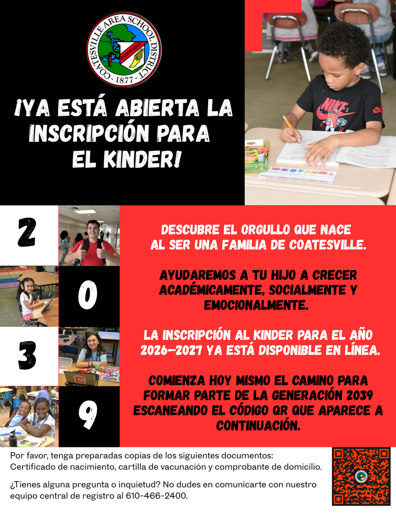 Kindergarten Registration for 2026-2027 (Spanish)