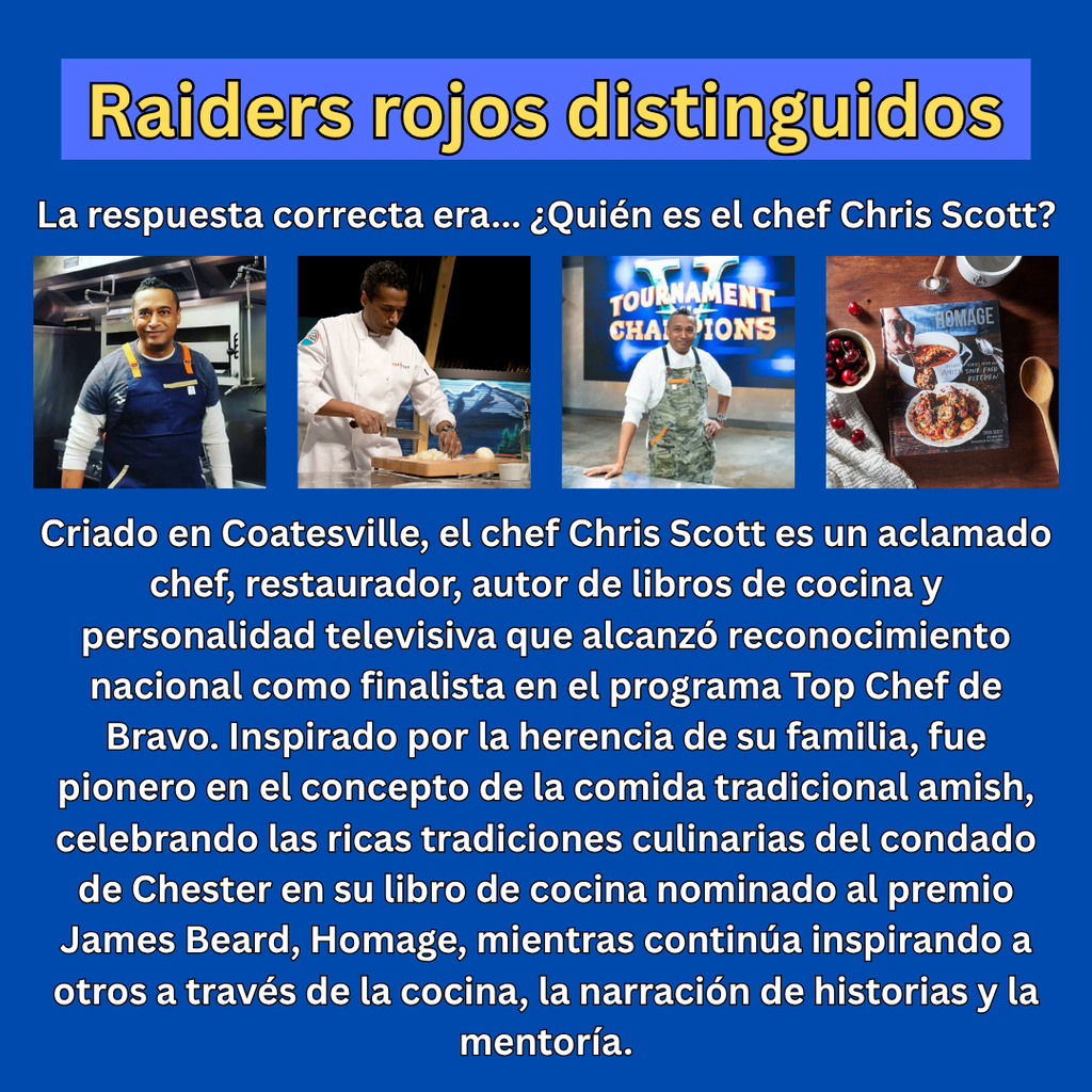Trivia Tuesday Week 1 Answer -- Chef Chris Scott -- Distinguished Red Raiders (Spanish)