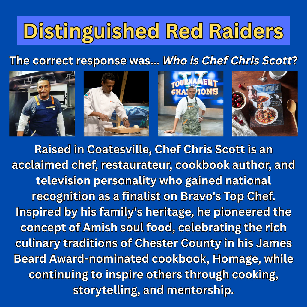 Trivia Tuesday Week 1 Answer -- Chef Chris Scott -- Distinguished Red Raiders (English)