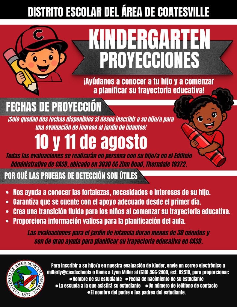 Kindergarten Screenings Flyer #5 2026 (Spanish)