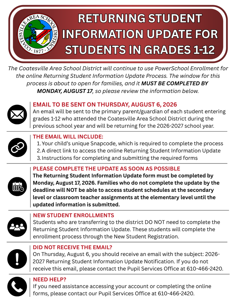 Returning Student Information Update flyer 2026 (English)