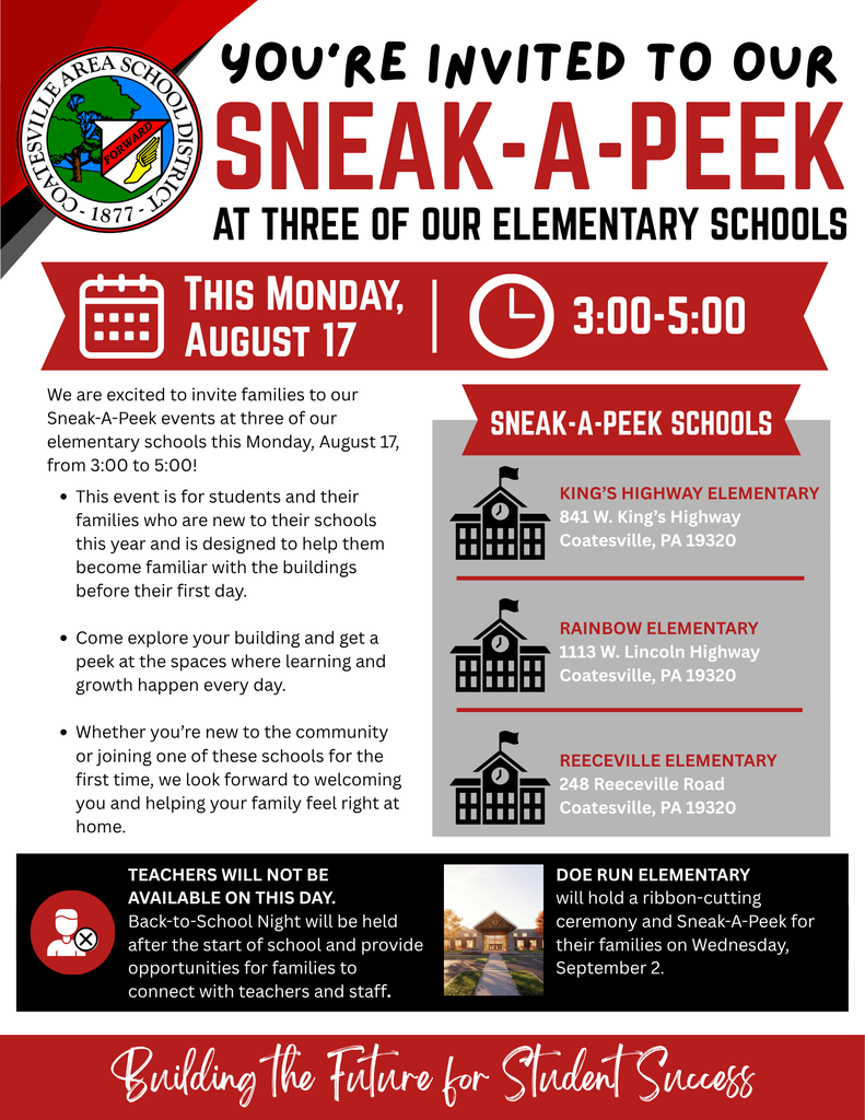 Elementary Sneak-A-Peek 2026 flyer (English)