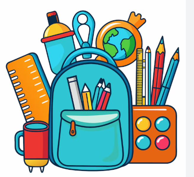 Drawing of various school supplies